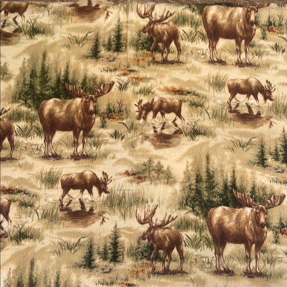 Moose Print Flannel Fabric/Brn, Green and gold hues - Picture 1 of 4